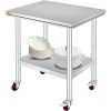 VEVOR Stainless Steel Work Table with Wheels 24 x 30 Prep Table with casters Heavy Duty Work Table for Commercial Kitchen Restaurant Business (24 x 30