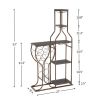 Grey 11 Bottle Wine Bakers Rack, 5 Tier Freestanding Wine Rack with Hanging Wine Glass Holder and Storage Shelves, Wine Storage Home Bar for Liquor an