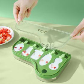 Popsicle Molds With Sticks 4-Cavity Ice  Molds Cute Baby Popsicle Molds Easy Release & Clean Ice Cream Mold Reusable BPA Ice Cream Mold For DIY Popsic (Color: Green)